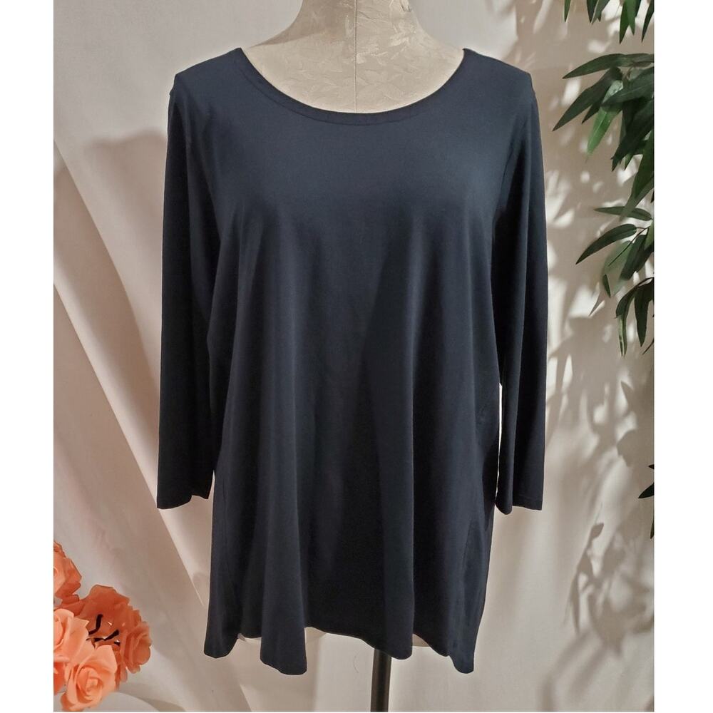 J Jill Luxe Supima A-Line Tunic Top Womens Size L Charcoal Gray Cotton Modal
